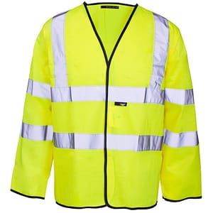 Custom printed hi vis yellow long sleeve vest with velcro