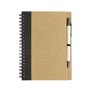 A6 eco friendly recycled notepad with matching pen, printed with your brand name or company logo