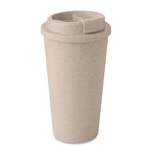 Double wall Tumbler Bamboo/pp travel mug printed with your brand name or company logo