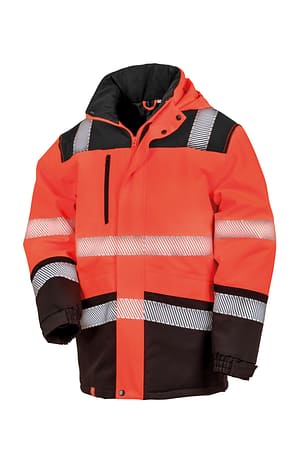 Orange Softshell Safety Coat customised with company branding